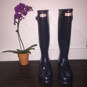 Hunter Original Tall Rain Boots Navy Blue